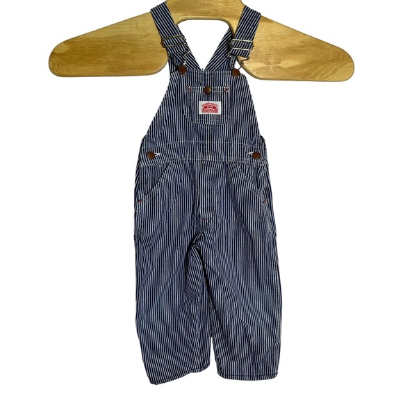 Vintage Round House Brand Toddler Railroad Conductor Striped Overalls USA 3T‎ - Picture 1 of 12